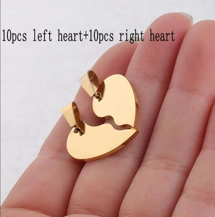 20 Stück 100 % hochglanzpolierter Edelstahl-Herz-Rohling-Puzzle-Charm-Anhänger, gebrochenes Herz, Charm-Anhänger, hochglanzpoliert, Großhandel