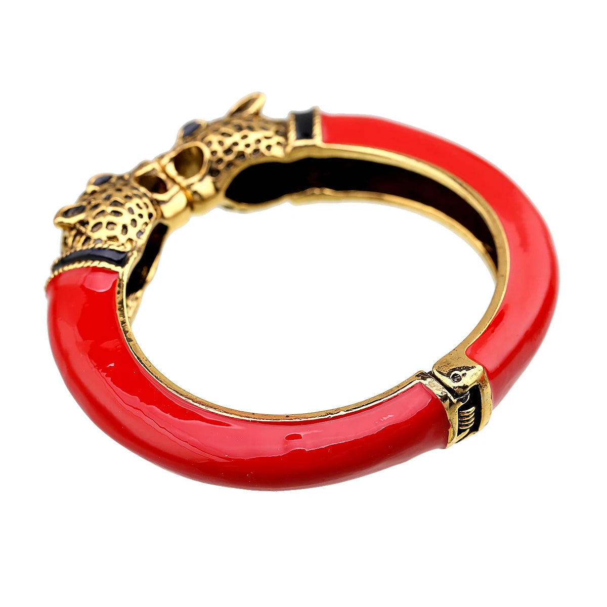 All Seasons Damen-Manschettenarmband für Party, antik vergoldet, Tier-Emaille, Leopardenkopf, Vintage-Armband, trendiger Schmuck