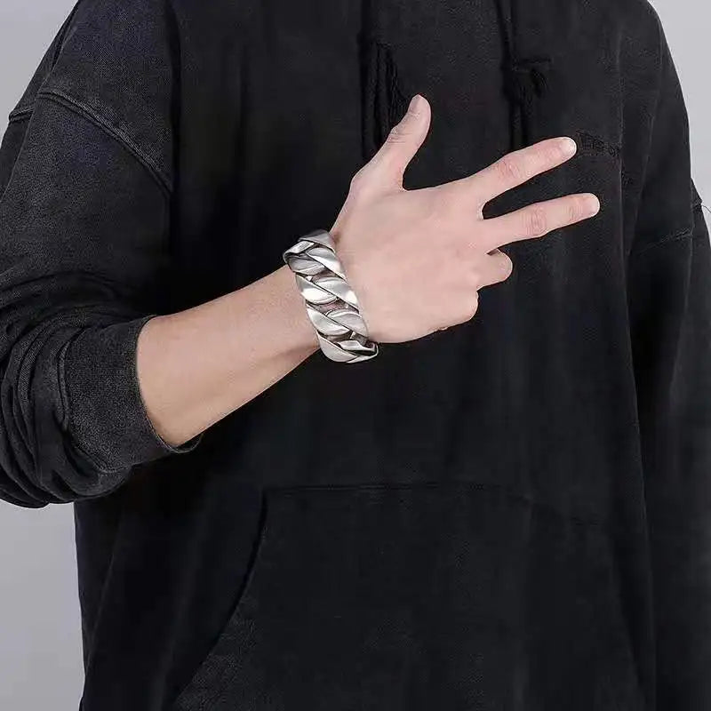 20/26/31MM 316L Edelstahl Curb Kubanisches Armband Riesige Schwere Silber Farbe Ton Schmuck Herren Frauen Biker Bike Kette Armbänder