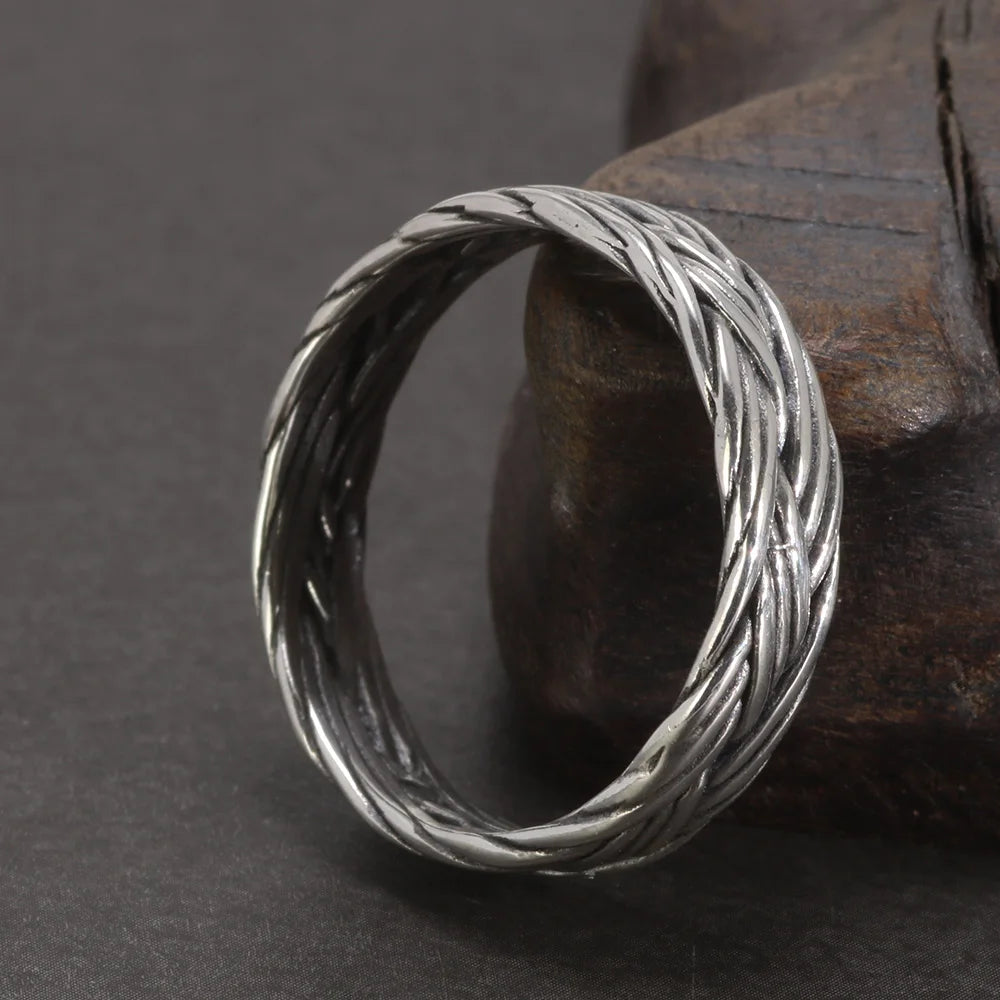 Wikinger-Schmuck, geflochtener Ring aus 925er-Sterlingsilber für Männer und Frauen, Paar-Eheringe für Liebhaber