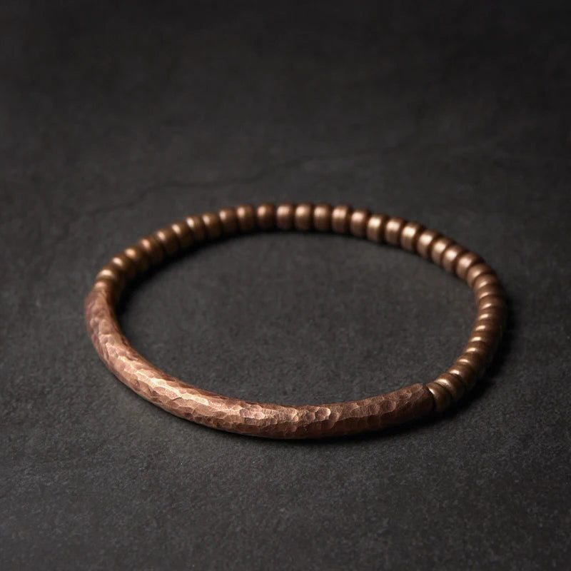 Handgefertigtes Armband aus gehämmertem reinem Kupfer, Vintage-Armband, künstlich, oxidiert, Street-Rock-Stil, Metall, Unisex-Schmuck für Männer und Frauen