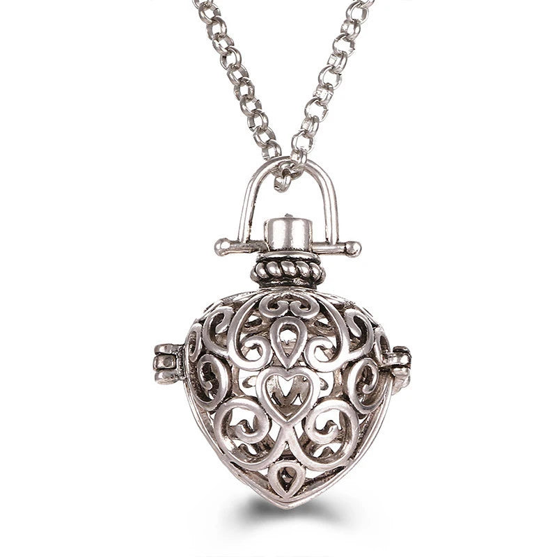 2020 beliebte Multi-Stile hohle Vintage-Halskette Schmuck Musik Ball Schwangerschaft Glocke Halskette Aroma ätherisches Öl Medaillon Anhänger
