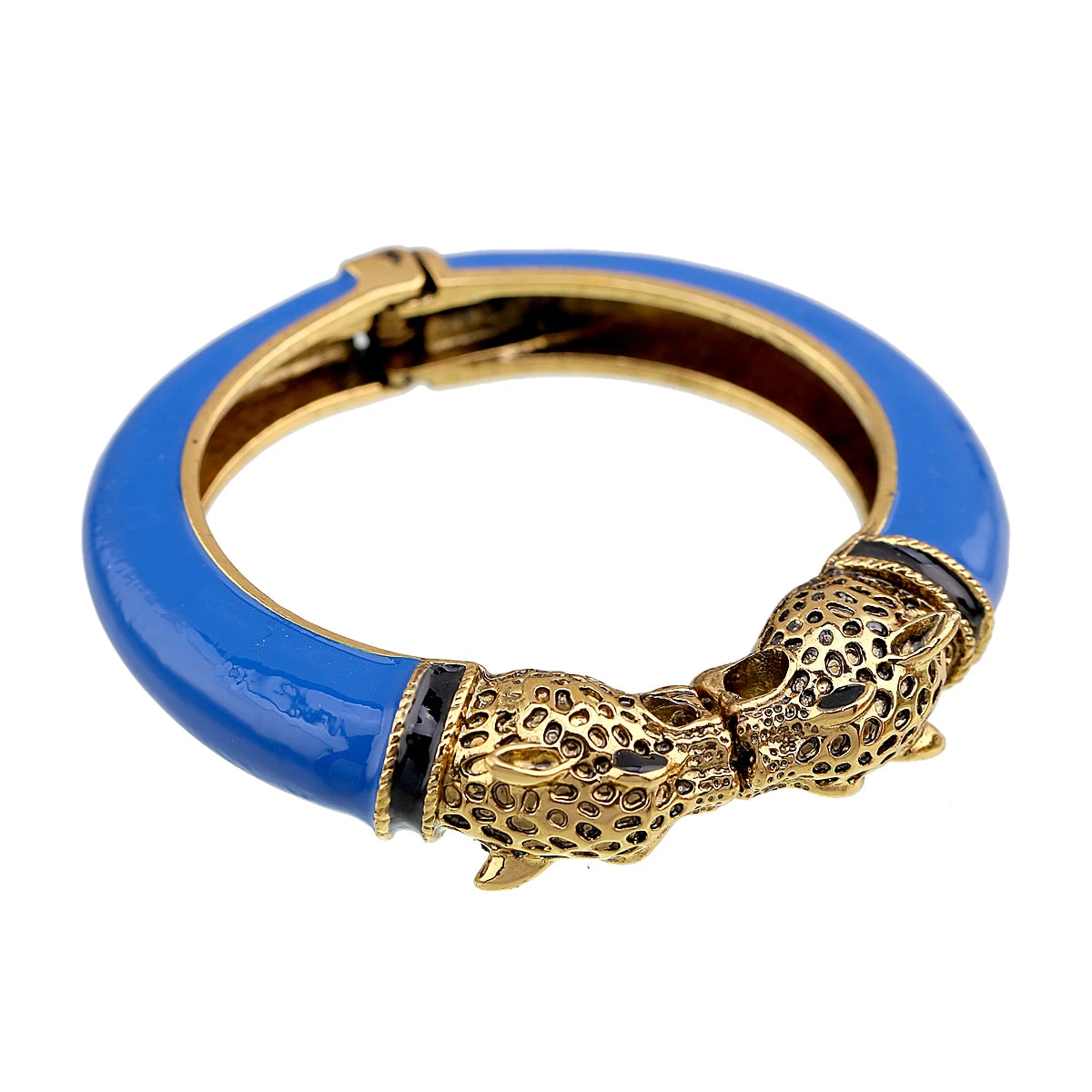 All Seasons Damen-Manschettenarmband für Party, antik vergoldet, Tier-Emaille, Leopardenkopf, Vintage-Armband, trendiger Schmuck
