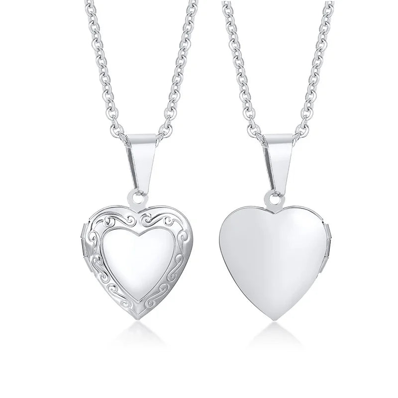 Zarte florale ovale Herz-Medaillon-Anhänger-Halsketten für Frauen, Edelstahl-Fotorahmen, Versprechen, Liebe, Andenken, Geschenk