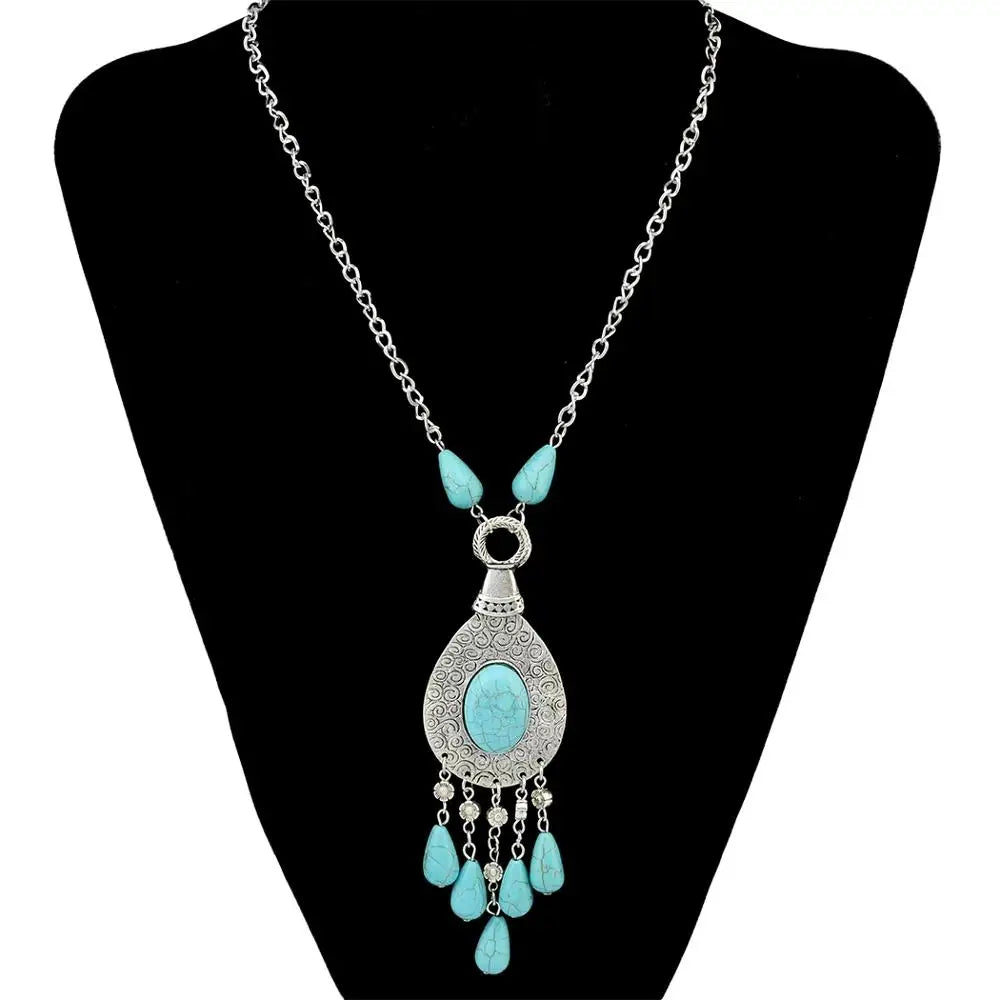 Afghanische Vintage Silber Farbe Legierung Halsketten Perlen Geometrische Form Münze Quaste Anhänger Klobige Halsketten für Boho Gypsy Türkisch