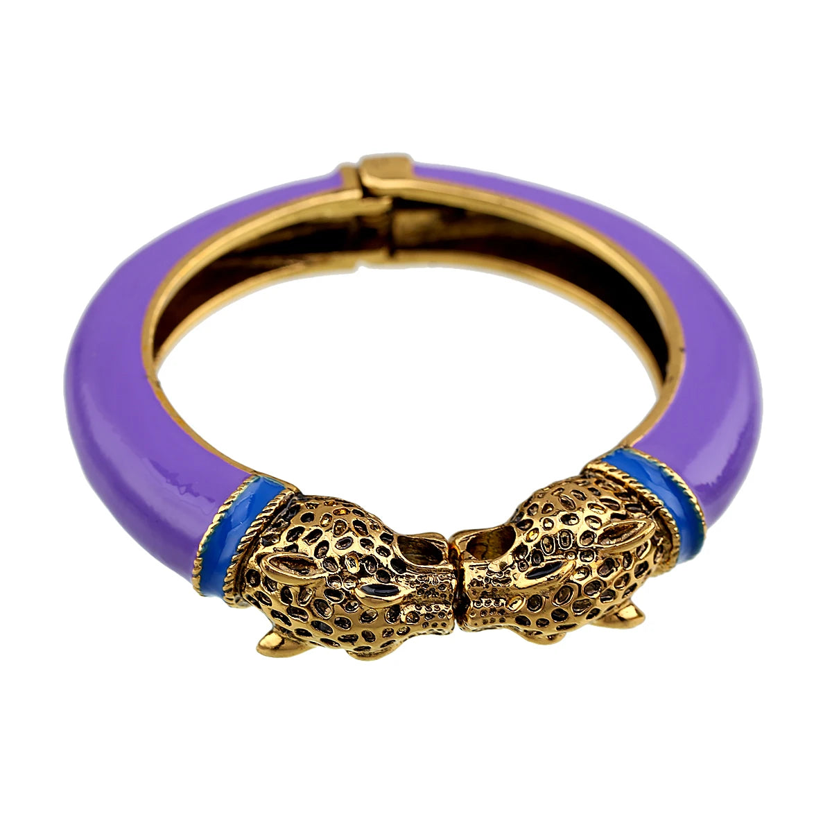 All Seasons Damen-Manschettenarmband für Party, antik vergoldet, Tier-Emaille, Leopardenkopf, Vintage-Armband, trendiger Schmuck