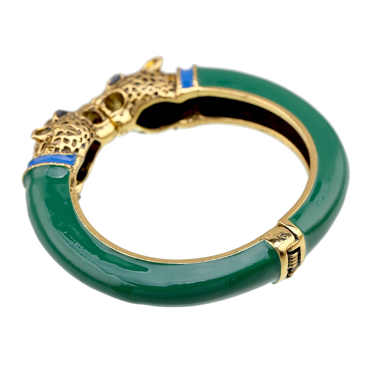 All Seasons Damen-Manschettenarmband für Party, antik vergoldet, Tier-Emaille, Leopardenkopf, Vintage-Armband, trendiger Schmuck