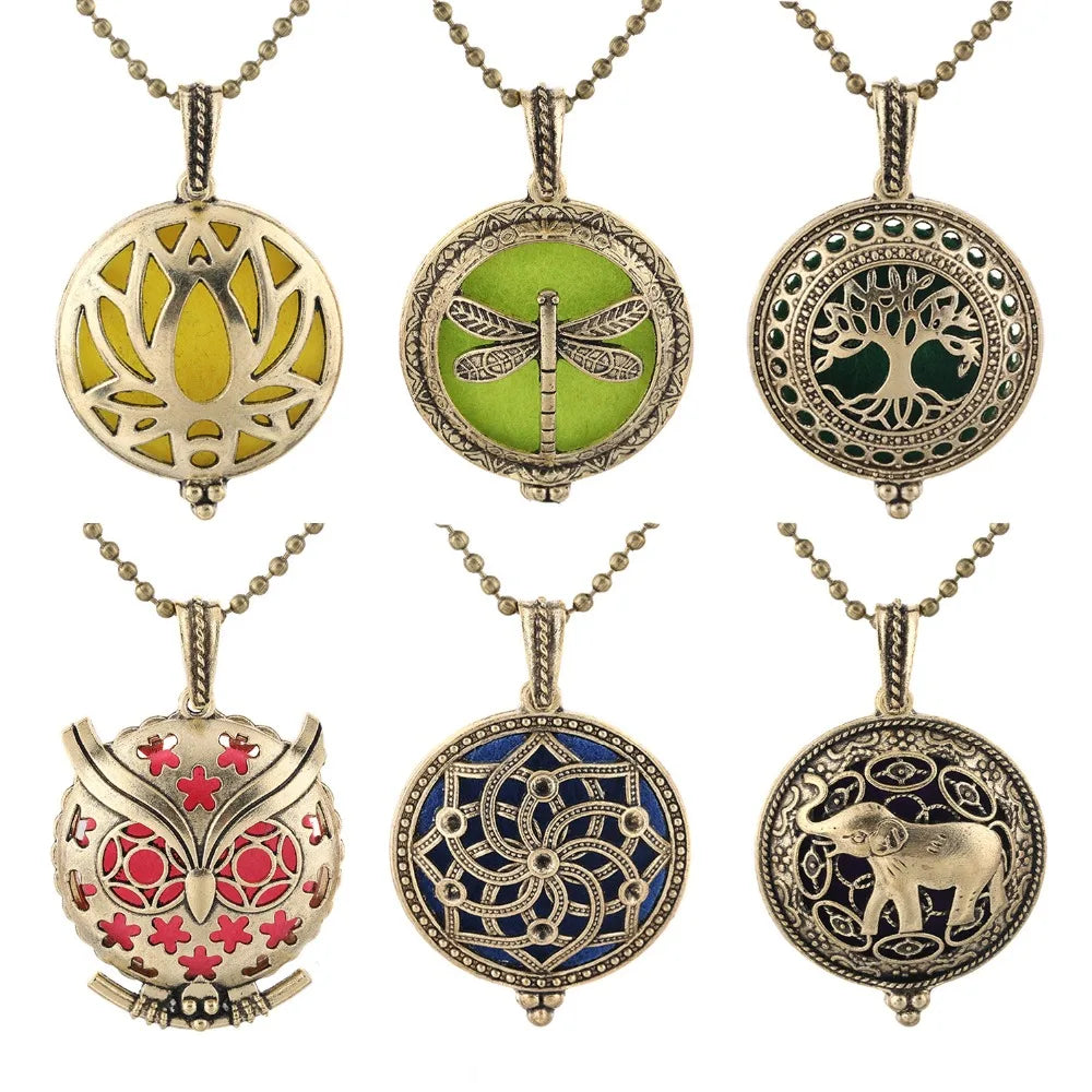Neue Aroma Kaleidoskop Retro Halskette Antike Medaillon Anhänger Magnetische Parfüm Ätherisches Öl Diffusor Medaillon Aromatherapie Schmuck