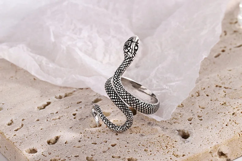 Retro Thai Silber Wicklung Schlangenform 925 Sterling Silber Schmuck Persönlichkeit Dominierendes Tier Exquisite Öffnungsringe R295