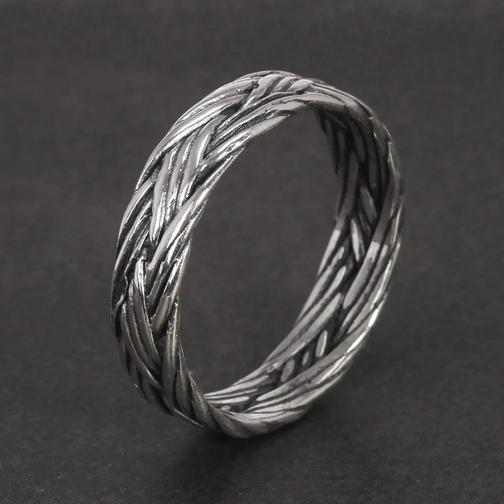 Wikinger-Schmuck, geflochtener Ring aus 925er-Sterlingsilber für Männer und Frauen, Paar-Eheringe für Liebhaber