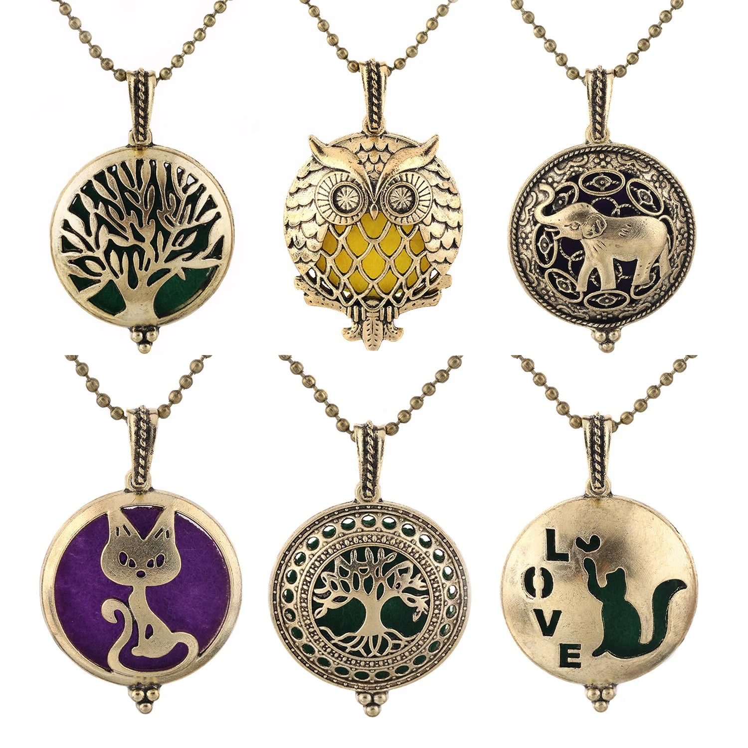 Neue Aroma Kaleidoskop Retro Halskette Antike Medaillon Anhänger Magnetische Parfüm Ätherisches Öl Diffusor Medaillon Aromatherapie Schmuck