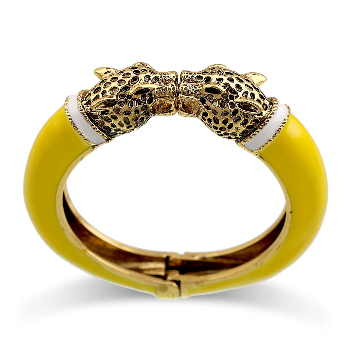 All Seasons Damen-Manschettenarmband für Party, antik vergoldet, Tier-Emaille, Leopardenkopf, Vintage-Armband, trendiger Schmuck