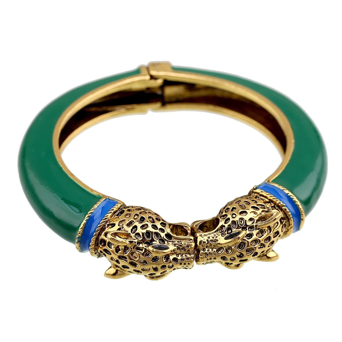 All Seasons Damen-Manschettenarmband für Party, antik vergoldet, Tier-Emaille, Leopardenkopf, Vintage-Armband, trendiger Schmuck