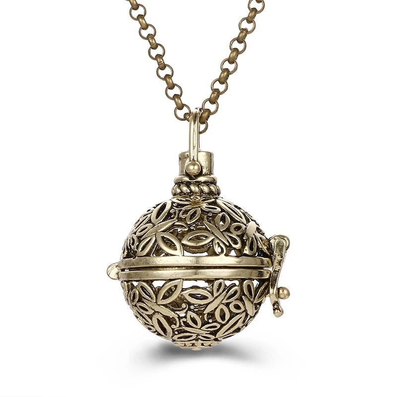 2020 beliebte Multi-Stile hohle Vintage-Halskette Schmuck Musik Ball Schwangerschaft Glocke Halskette Aroma ätherisches Öl Medaillon Anhänger