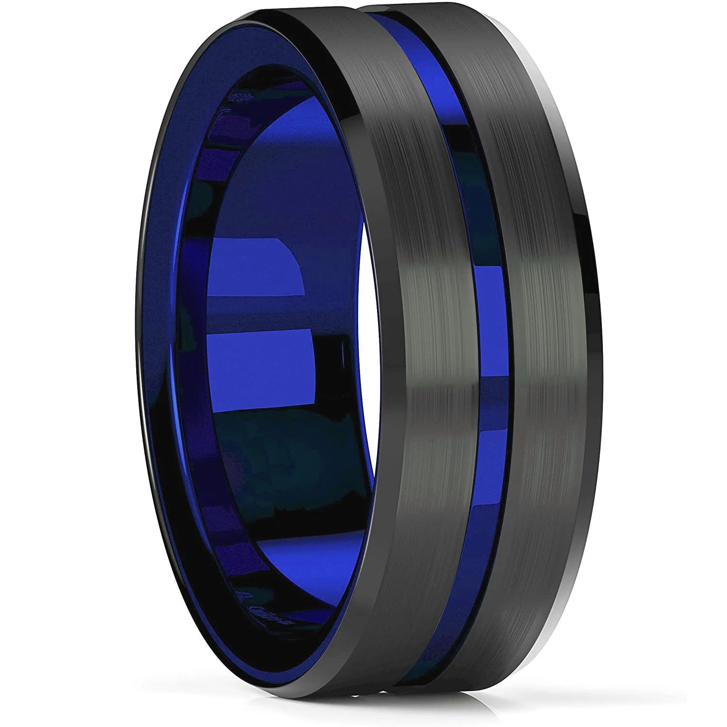 Moderne 8mm Schwarz Titan stahl Ringe für Männer Frauen Nut Facetten Edelstahl Männer Ring Hochzeit Band schmuck Großhandel