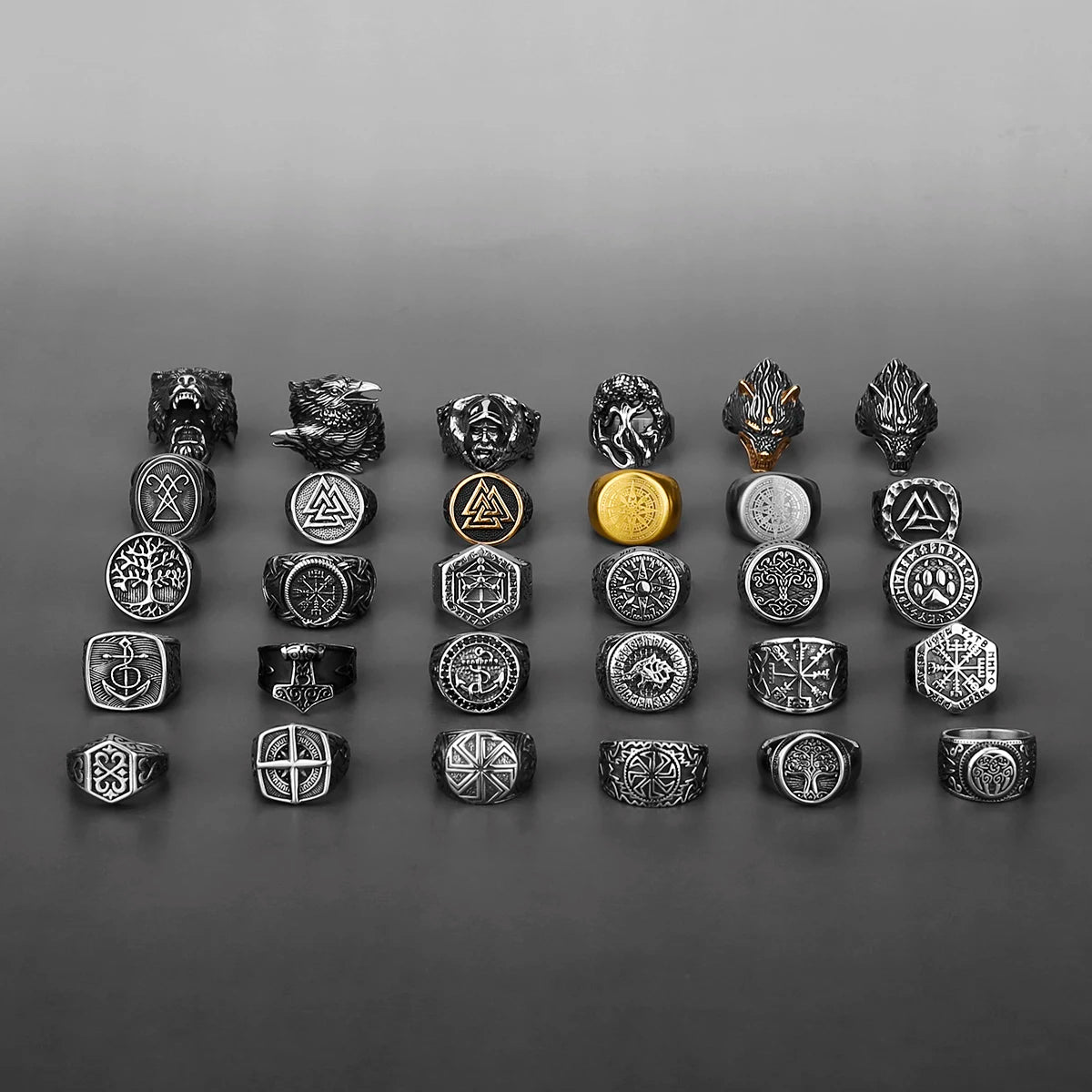 Nordic Viking Edelstahl Ring Anker Kompass Baum des Lebens Viking Rune Wolf Männer und Frauen Ring Schmuck Fabrik Großhandel
