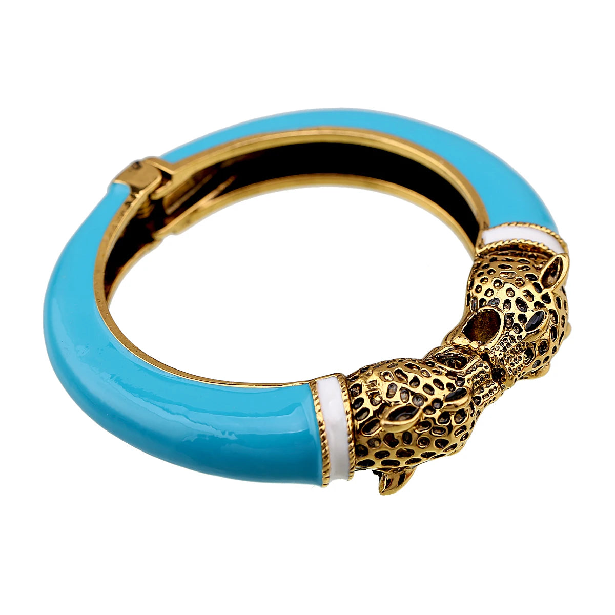 All Seasons Damen-Manschettenarmband für Party, antik vergoldet, Tier-Emaille, Leopardenkopf, Vintage-Armband, trendiger Schmuck