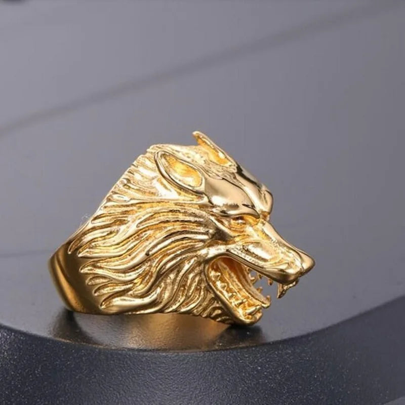 2025 Vintage Wolf Kopf Ringe Für Männer Schmuck Zubehör Punk Edelstahl Rock Biker Ringe Großhandel