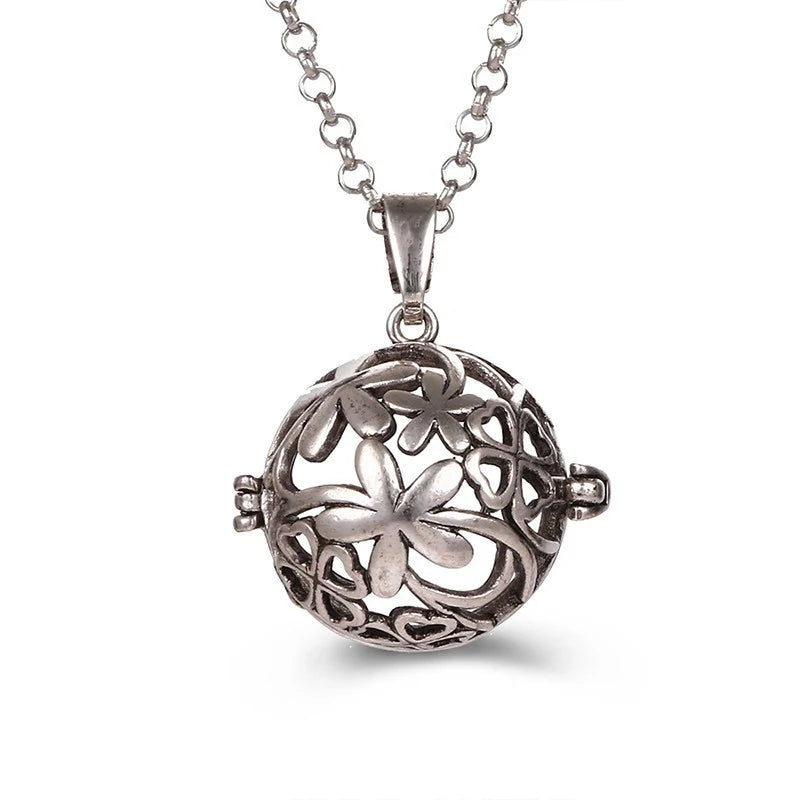 2020 beliebte Multi-Stile hohle Vintage-Halskette Schmuck Musik Ball Schwangerschaft Glocke Halskette Aroma ätherisches Öl Medaillon Anhänger