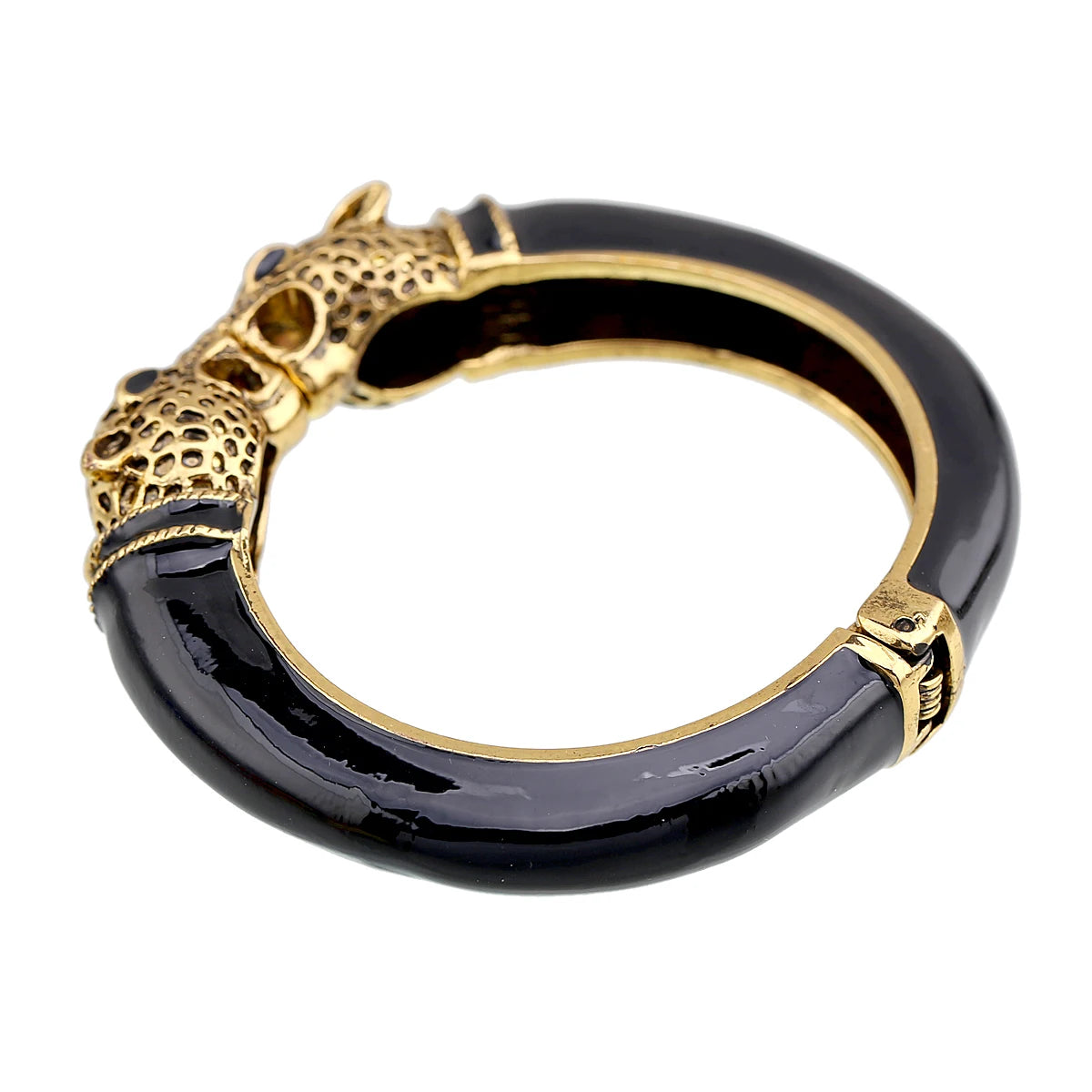 All Seasons Damen-Manschettenarmband für Party, antik vergoldet, Tier-Emaille, Leopardenkopf, Vintage-Armband, trendiger Schmuck
