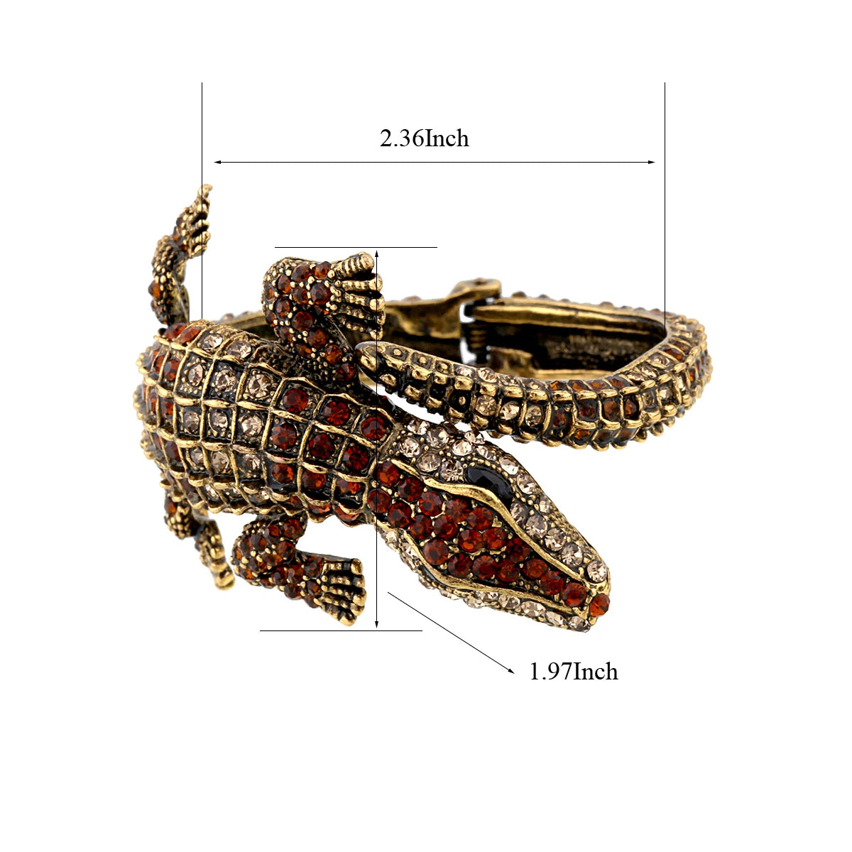 Neue Mode Tier Stil Vintage Krokodil Armreif Antike Goldene Überzogene Volle Strass Manschette Armreif Schmuck 4 Farben