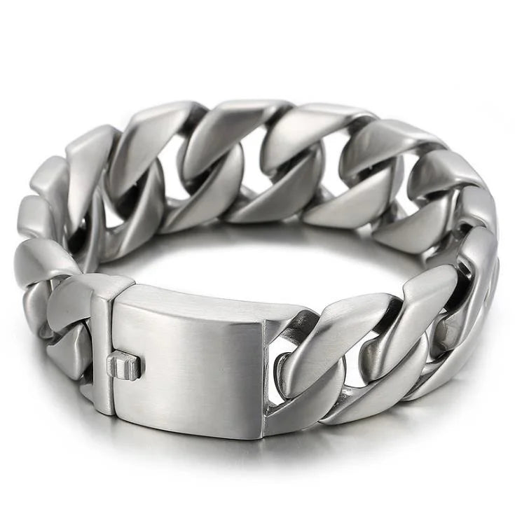20/26/31MM 316L Edelstahl Curb Kubanisches Armband Riesige Schwere Silber Farbe Ton Schmuck Herren Frauen Biker Bike Kette Armbänder
