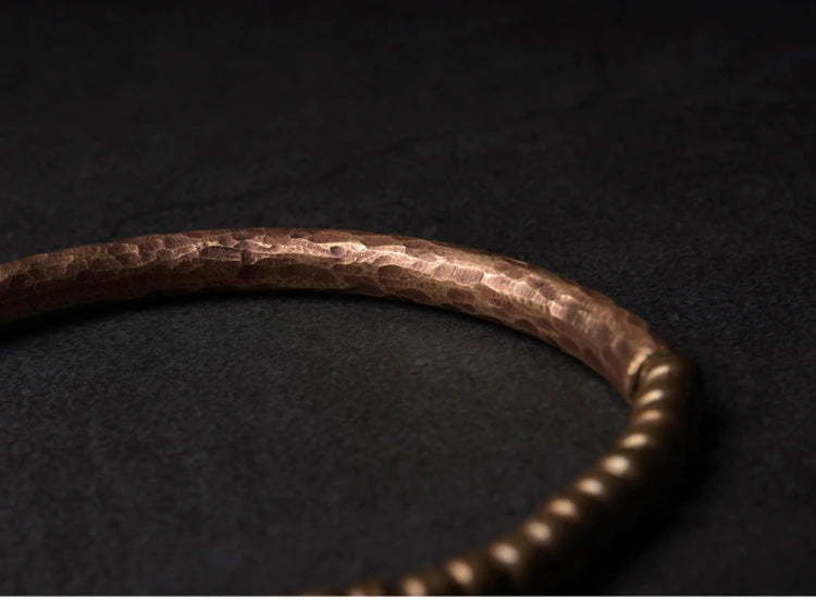 Handgefertigtes Armband aus gehämmertem reinem Kupfer, Vintage-Armband, künstlich, oxidiert, Street-Rock-Stil, Metall, Unisex-Schmuck für Männer und Frauen