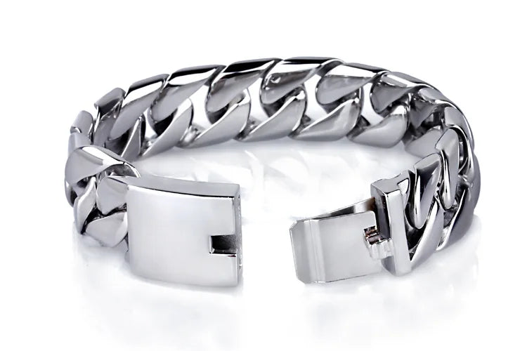 20/26/31MM 316L Edelstahl Curb Kubanisches Armband Riesige Schwere Silber Farbe Ton Schmuck Herren Frauen Biker Bike Kette Armbänder