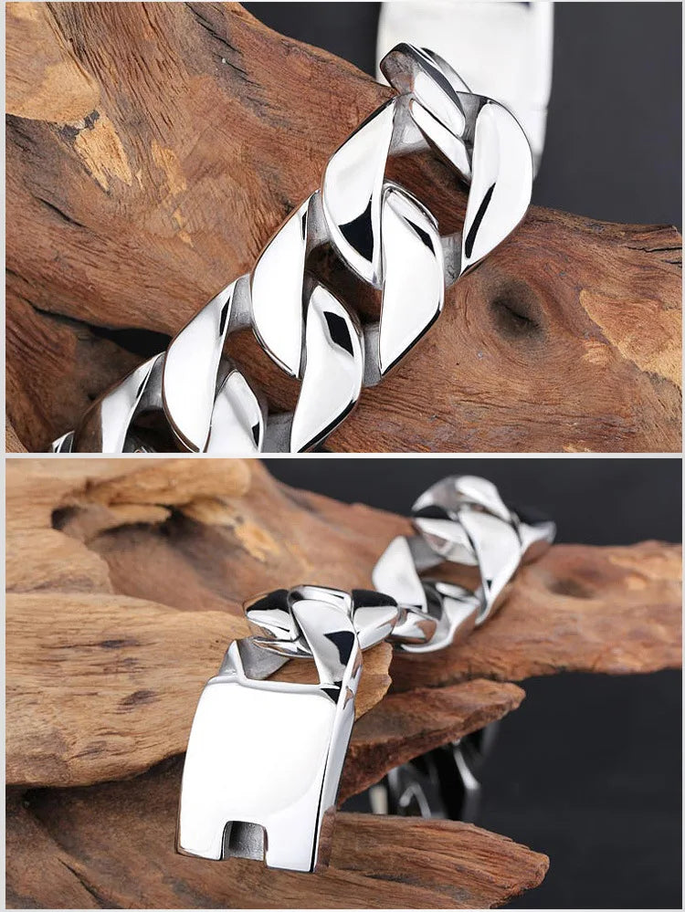 20/26/31MM 316L Edelstahl Curb Kubanisches Armband Riesige Schwere Silber Farbe Ton Schmuck Herren Frauen Biker Bike Kette Armbänder