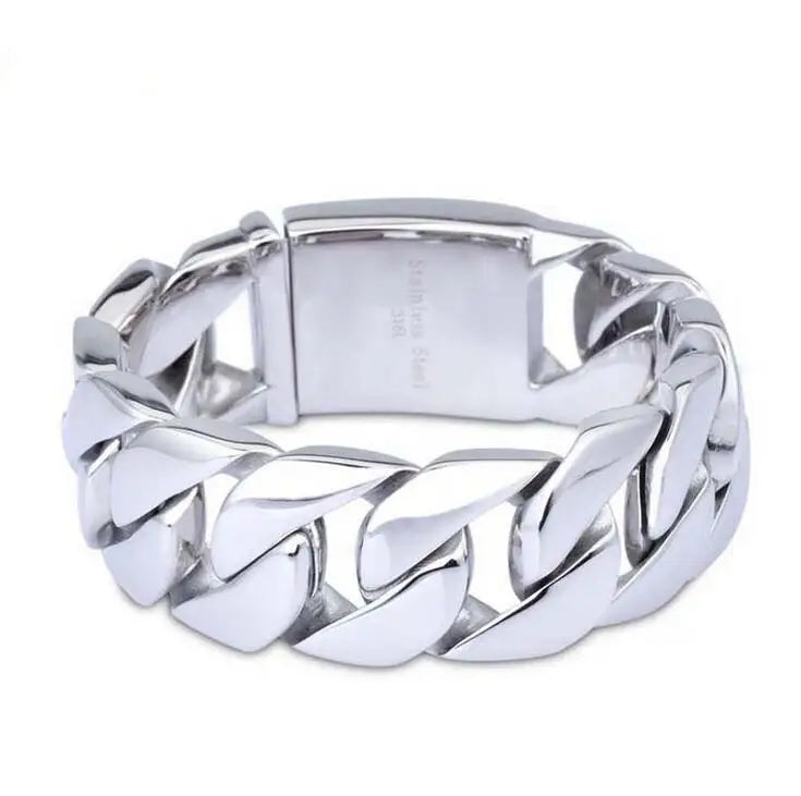 20/26/31MM 316L Edelstahl Curb Kubanisches Armband Riesige Schwere Silber Farbe Ton Schmuck Herren Frauen Biker Bike Kette Armbänder