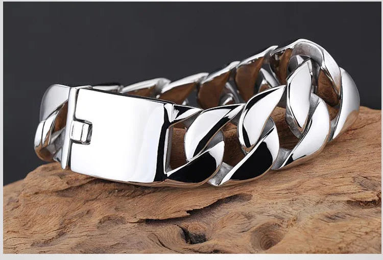 20/26/31MM 316L Edelstahl Curb Kubanisches Armband Riesige Schwere Silber Farbe Ton Schmuck Herren Frauen Biker Bike Kette Armbänder