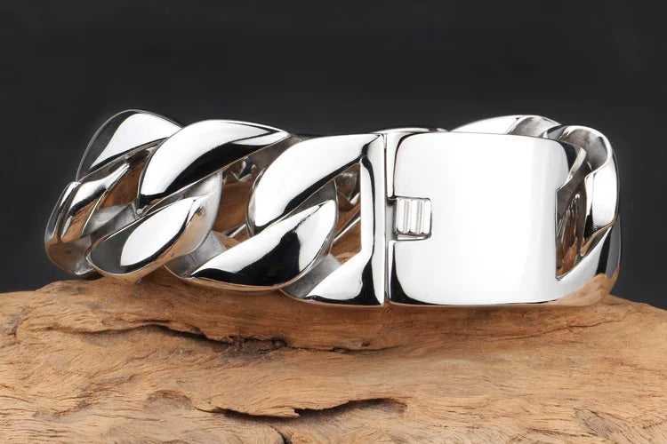 20/26/31MM 316L Edelstahl Curb Kubanisches Armband Riesige Schwere Silber Farbe Ton Schmuck Herren Frauen Biker Bike Kette Armbänder
