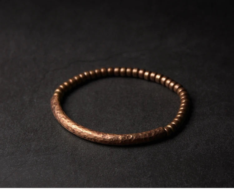 Handgefertigtes Armband aus gehämmertem reinem Kupfer, Vintage-Armband, künstlich, oxidiert, Street-Rock-Stil, Metall, Unisex-Schmuck für Männer und Frauen