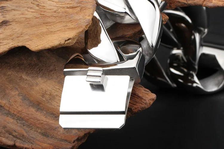 20/26/31MM 316L Edelstahl Curb Kubanisches Armband Riesige Schwere Silber Farbe Ton Schmuck Herren Frauen Biker Bike Kette Armbänder