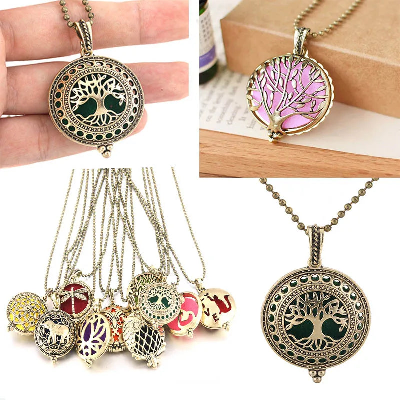 Neue Aroma Kaleidoskop Retro Halskette Antike Medaillon Anhänger Magnetische Parfüm Ätherisches Öl Diffusor Medaillon Aromatherapie Schmuck