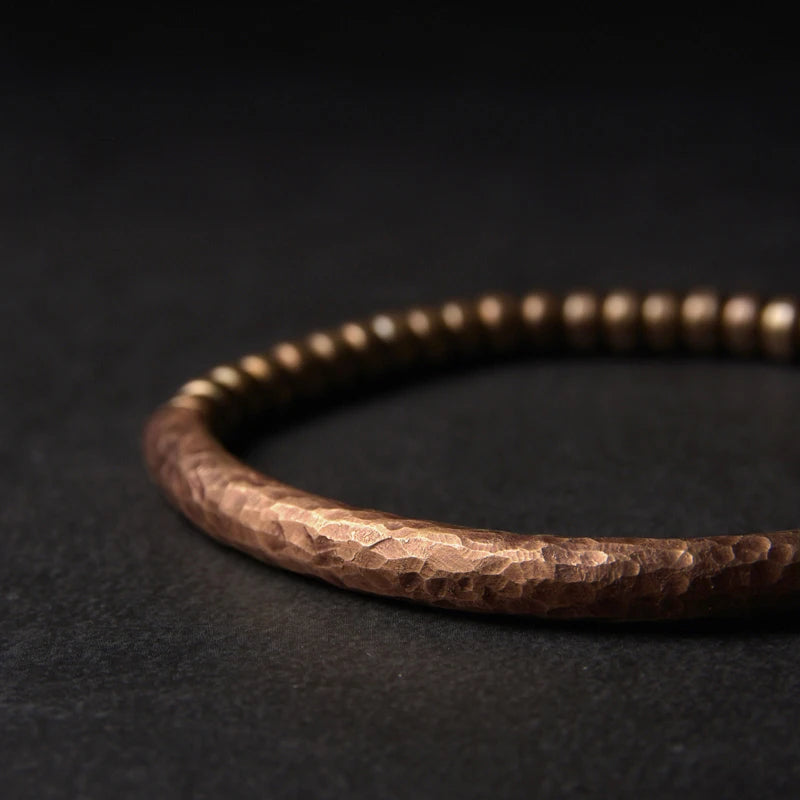 Handgefertigtes Armband aus gehämmertem reinem Kupfer, Vintage-Armband, künstlich, oxidiert, Street-Rock-Stil, Metall, Unisex-Schmuck für Männer und Frauen