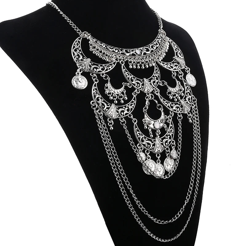 Collares Boho Maxi Choker Collier Femme Halskette Geometrische Kette Münze Vintage Colar Aussage Böhmische Halskette Frauen Schmuck