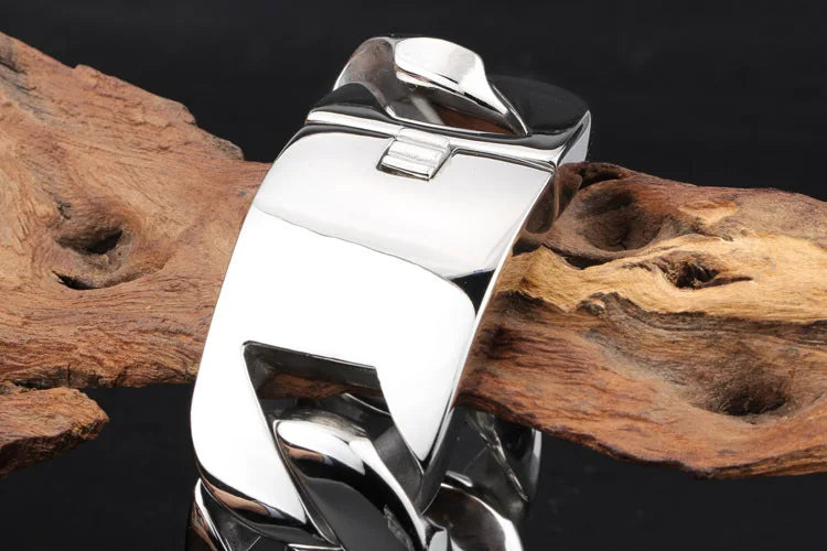 20/26/31MM 316L Edelstahl Curb Kubanisches Armband Riesige Schwere Silber Farbe Ton Schmuck Herren Frauen Biker Bike Kette Armbänder