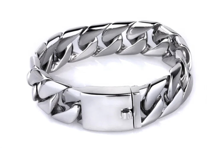 20/26/31MM 316L Edelstahl Curb Kubanisches Armband Riesige Schwere Silber Farbe Ton Schmuck Herren Frauen Biker Bike Kette Armbänder