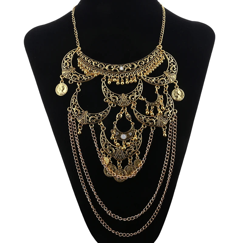 Collares Boho Maxi Choker Collier Femme Halskette Geometrische Kette Münze Vintage Colar Aussage Böhmische Halskette Frauen Schmuck
