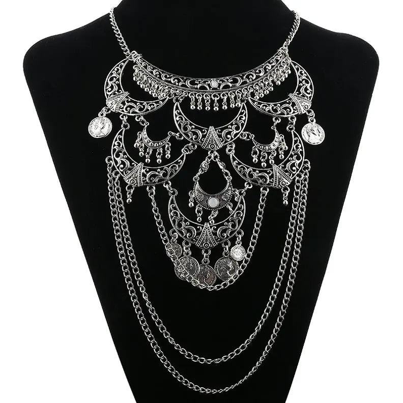 Collares Boho Maxi Choker Collier Femme Halskette Geometrische Kette Münze Vintage Colar Aussage Böhmische Halskette Frauen Schmuck