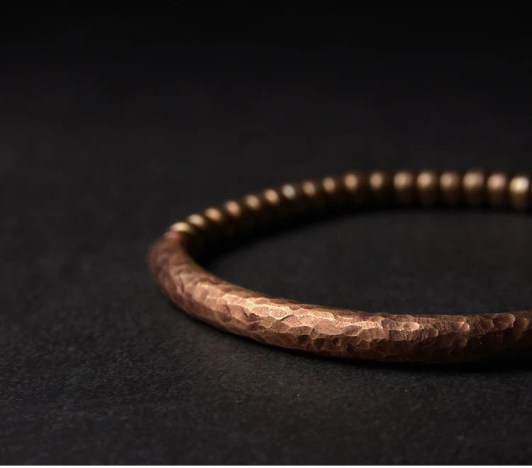 Handgefertigtes Armband aus gehämmertem reinem Kupfer, Vintage-Armband, künstlich, oxidiert, Street-Rock-Stil, Metall, Unisex-Schmuck für Männer und Frauen