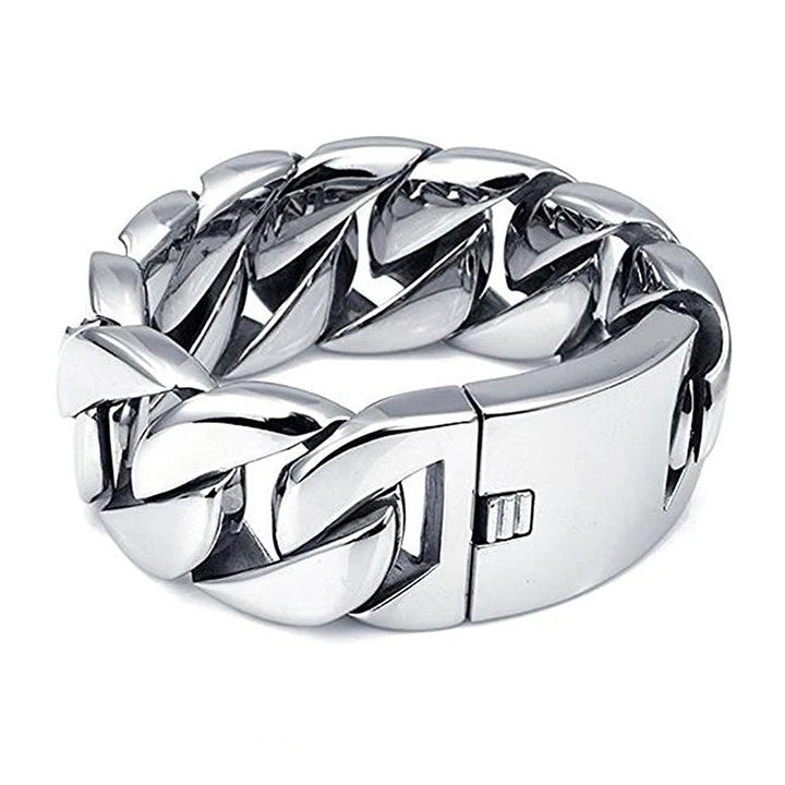20/26/31MM 316L Edelstahl Curb Kubanisches Armband Riesige Schwere Silber Farbe Ton Schmuck Herren Frauen Biker Bike Kette Armbänder