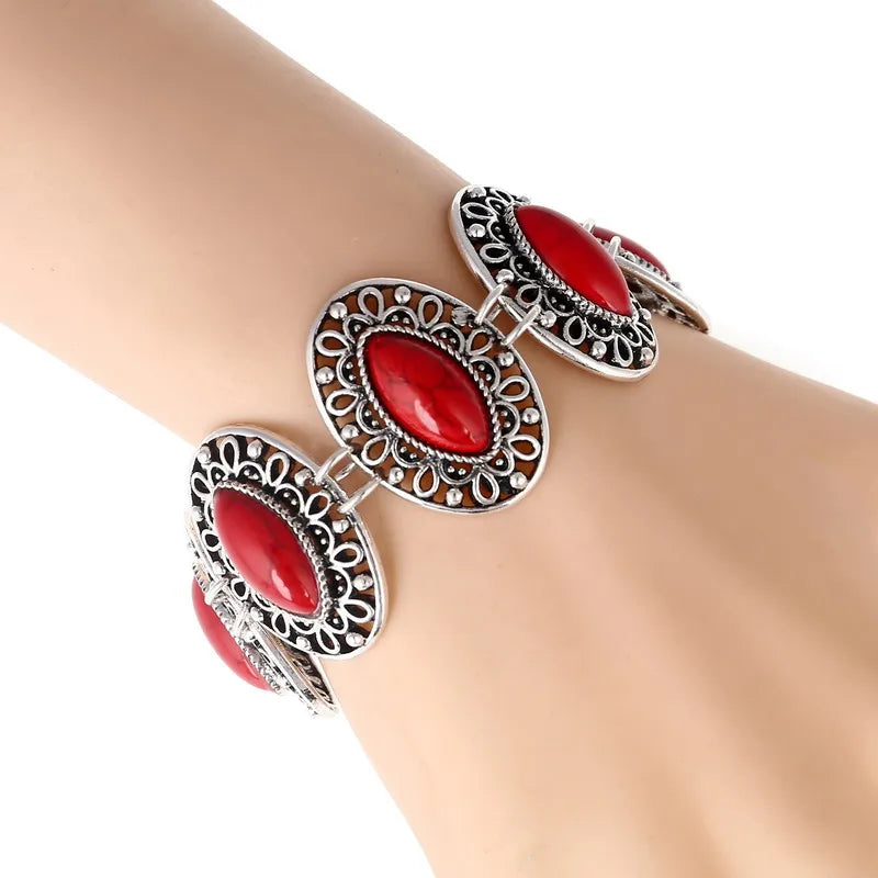 LOVBEAFAS Mode Ethnische Böhmische Armbänder & Armreifen Für Frauen Rot Blau Stein Vintage Strand Boho Einstellbare Armbänder Schmuck