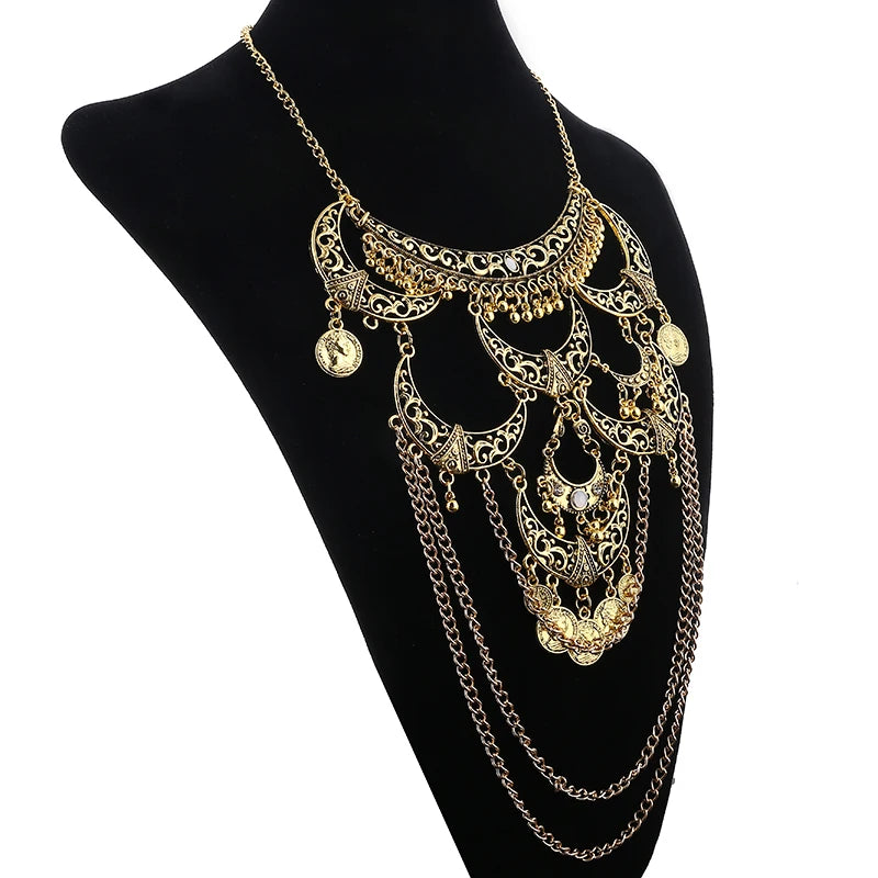 Collares Boho Maxi Choker Collier Femme Halskette Geometrische Kette Münze Vintage Colar Aussage Böhmische Halskette Frauen Schmuck