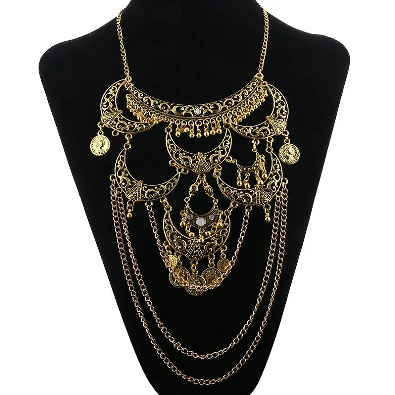 Collares Boho Maxi Choker Collier Femme Halskette Geometrische Kette Münze Vintage Colar Aussage Böhmische Halskette Frauen Schmuck