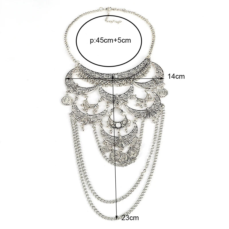 Collares Boho Maxi Choker Collier Femme Halskette Geometrische Kette Münze Vintage Colar Aussage Böhmische Halskette Frauen Schmuck