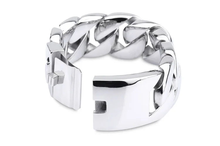 20/26/31MM 316L Edelstahl Curb Kubanisches Armband Riesige Schwere Silber Farbe Ton Schmuck Herren Frauen Biker Bike Kette Armbänder