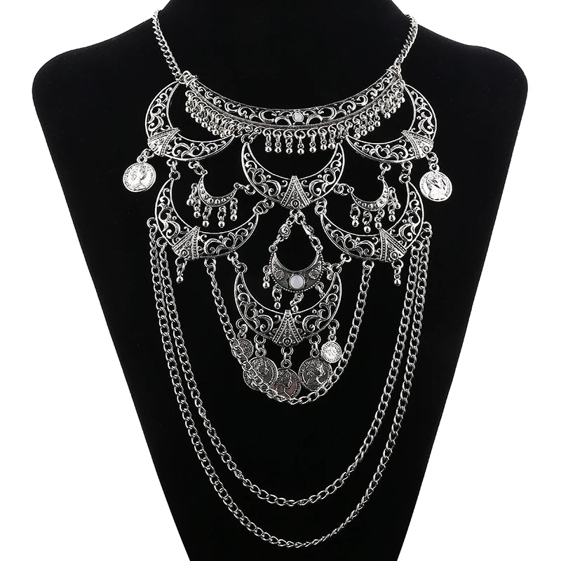 Collares Boho Maxi Choker Collier Femme Halskette Geometrische Kette Münze Vintage Colar Aussage Böhmische Halskette Frauen Schmuck