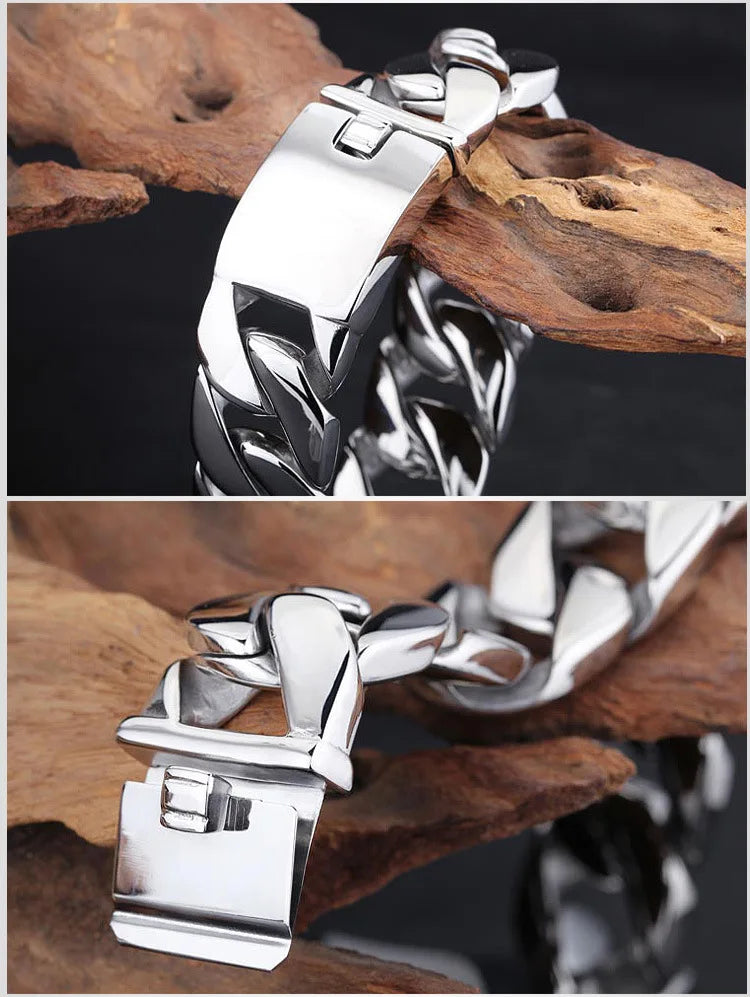 20/26/31MM 316L Edelstahl Curb Kubanisches Armband Riesige Schwere Silber Farbe Ton Schmuck Herren Frauen Biker Bike Kette Armbänder